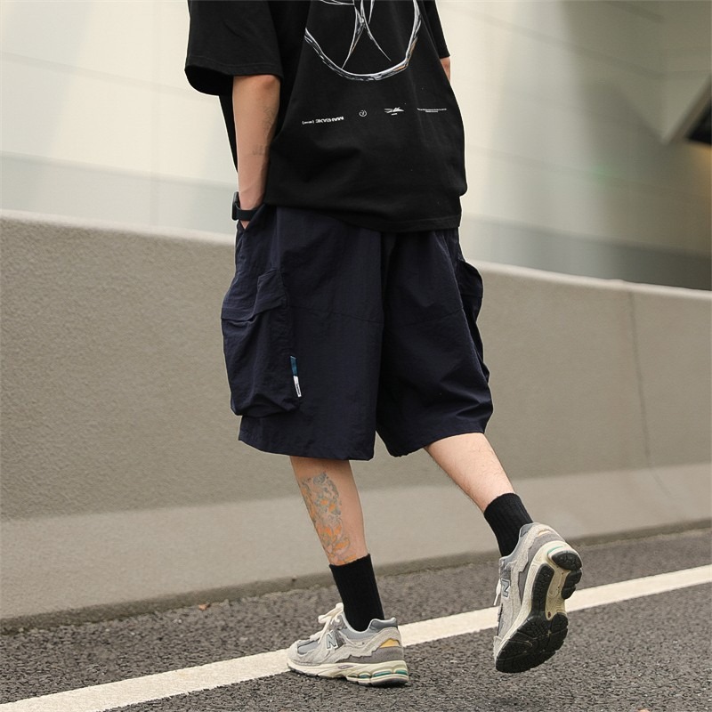 『癮品流行』韓版工裝短褲男 五分褲 休閒短褲 直筒短褲 設計感大口袋 休閒百搭 純色簡約 M-3XL-細節圖4