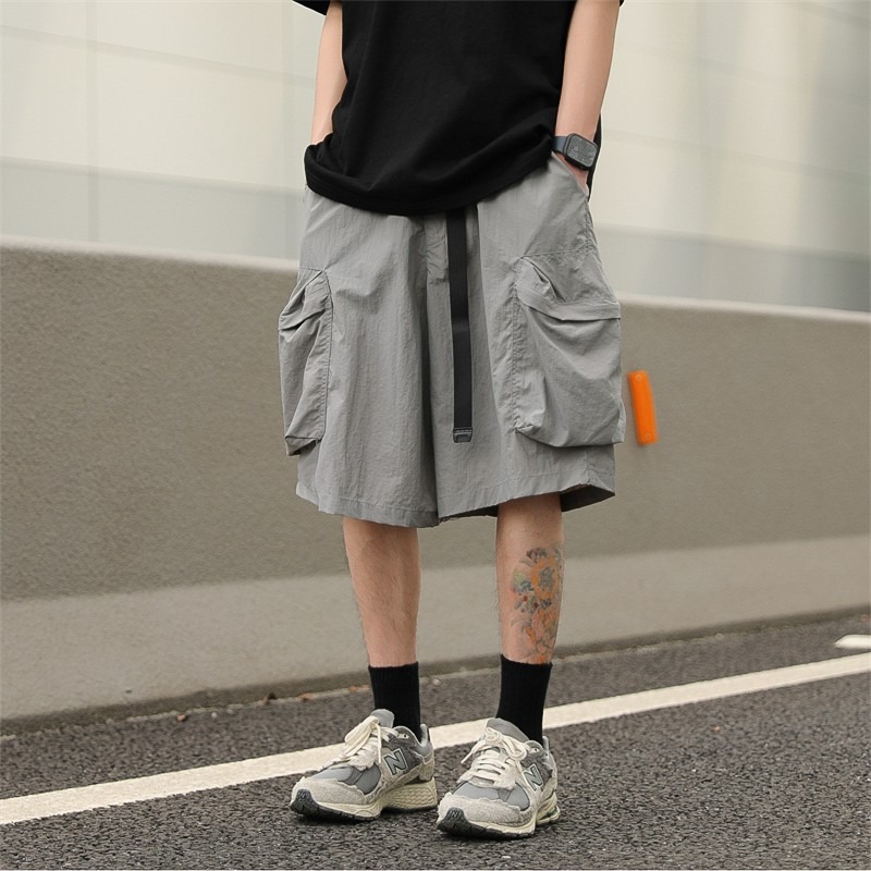 『癮品流行』韓版工裝短褲男 五分褲 休閒短褲 直筒短褲 設計感大口袋 休閒百搭 純色簡約 M-3XL-細節圖5