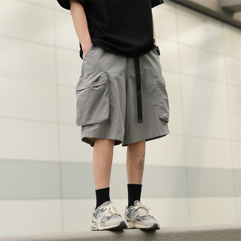 『癮品流行』韓版工裝短褲男 五分褲 休閒短褲 直筒短褲 設計感大口袋 休閒百搭 純色簡約 M-3XL-細節圖6