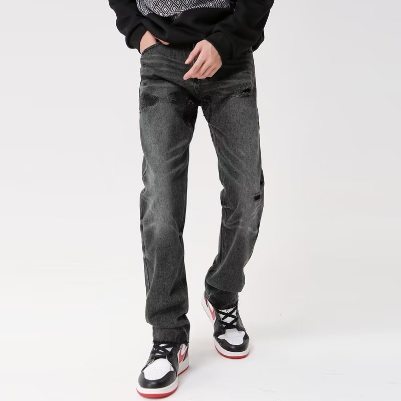 『癮品流行』夏季男生長褲 高街復古牛仔長褲 基礎長褲 破洞褲 直筒長褲 休閒長褲 純色簡約 休閒百搭 S-3XL-細節圖3