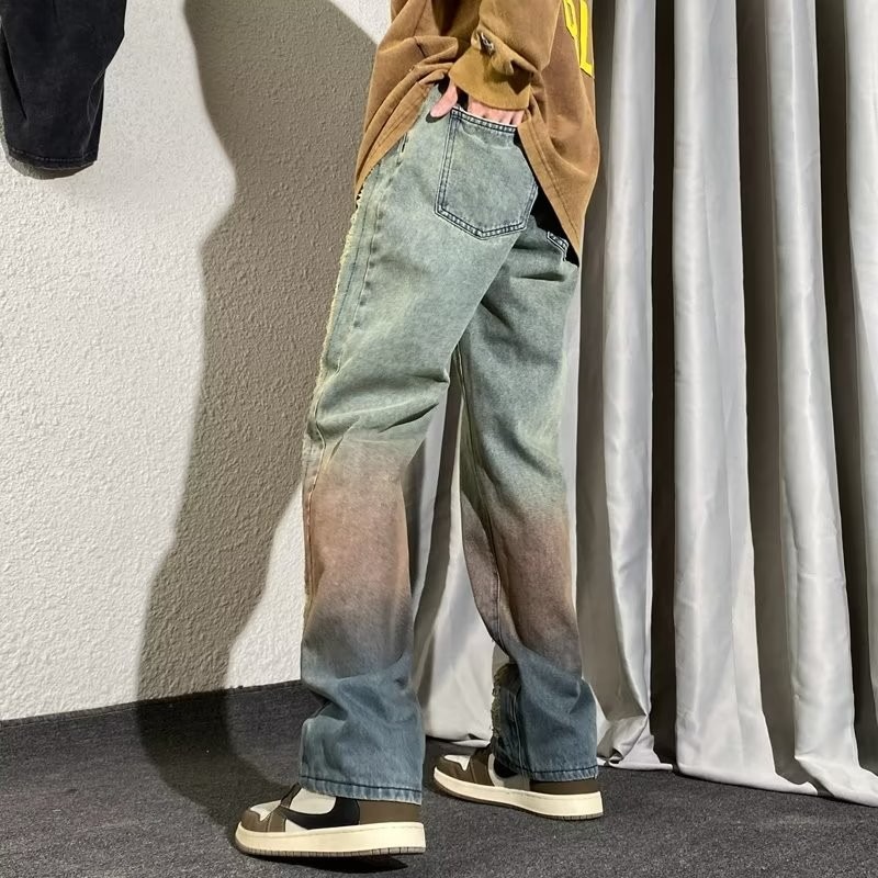 『癮品流行』歐美高街復古潮流牛仔長褲 設計感痞帥破洞牛仔褲 休閒長褲 九分褲 直筒牛仔褲 修身顯腿長 S-3XL-細節圖6