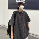 『癮品流行』美式水洗復古高街純棉T恤 男生夏季短T 素T 圓領上衣 五分袖 寬鬆 休閒百搭 純色簡約 M-3XL-規格圖3