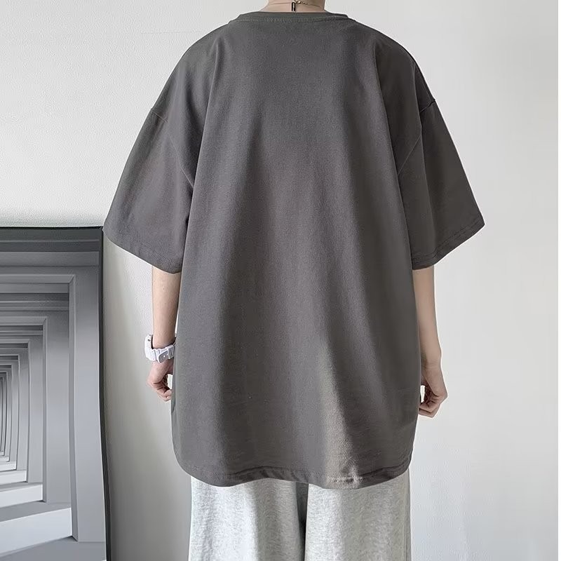 『癮品流行』男生夏季短袖T恤 字母印花 圓領上衣 五分袖 休閒百搭 素色簡約 基礎百搭 M-5XL-細節圖5