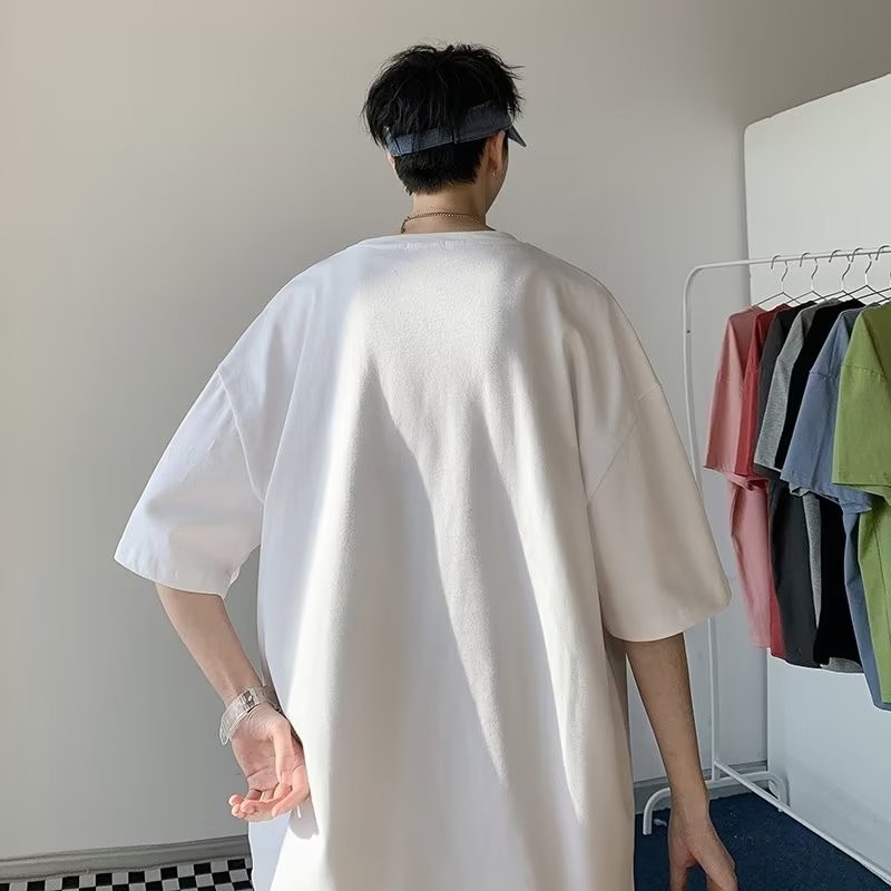 『癮品流行』男生夏季短袖T恤 字母印花 圓領上衣 五分袖 休閒百搭 素色簡約 基礎百搭 M-5XL-細節圖7