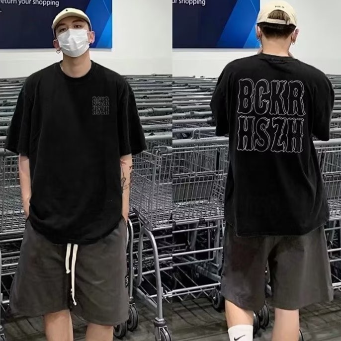 『癮品流行』美式字母印花高街T恤 純棉T恤 潮流T恤 男生夏季短T 基礎百搭 寬鬆oversize M-5XL-細節圖3