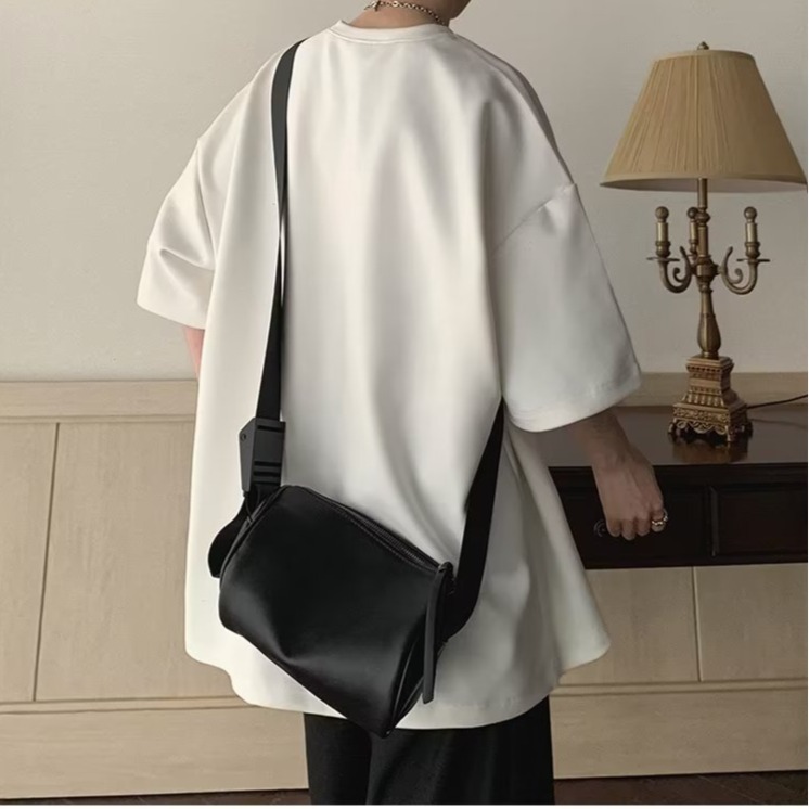 『癮品流行』美式重磅復古高街短袖T恤 麂皮絨T恤 素色T恤 圓領上衣 五分袖 純色簡約 休閒百搭 M-3XL-細節圖4