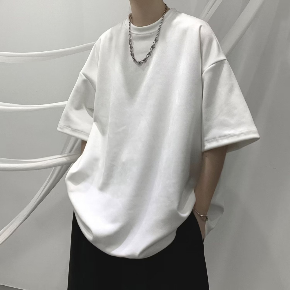 『癮品流行』美式復古高街素色T恤 打底衫 圓領上衣 男生T恤 素色T恤 休閒百搭 純色簡約 M-3XL-細節圖5