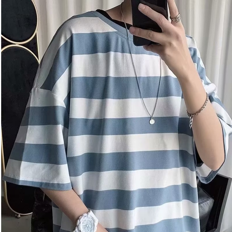 『癮品流行』條紋短t tee 男裝 M-3XL 衣服 學院風短袖T恤 經典款 韓國實拍寬鬆休閒百搭衣服 正韓衣著-細節圖4