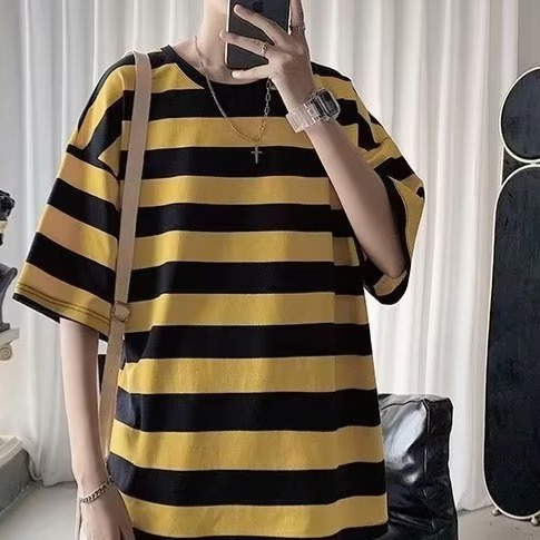 『癮品流行』條紋短t tee 男裝 M-3XL 衣服 學院風短袖T恤 經典款 韓國實拍寬鬆休閒百搭衣服 正韓衣著-細節圖5