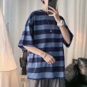 『癮品流行』條紋短t tee 男裝 M-3XL 衣服 學院風短袖T恤 經典款 韓國實拍寬鬆休閒百搭衣服 正韓衣著-規格圖7