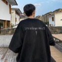 『癮品流行』美式復古t恤男夏季麂皮絨刺繡短袖上衣潮牌寬松休閑半袖T恤-規格圖9