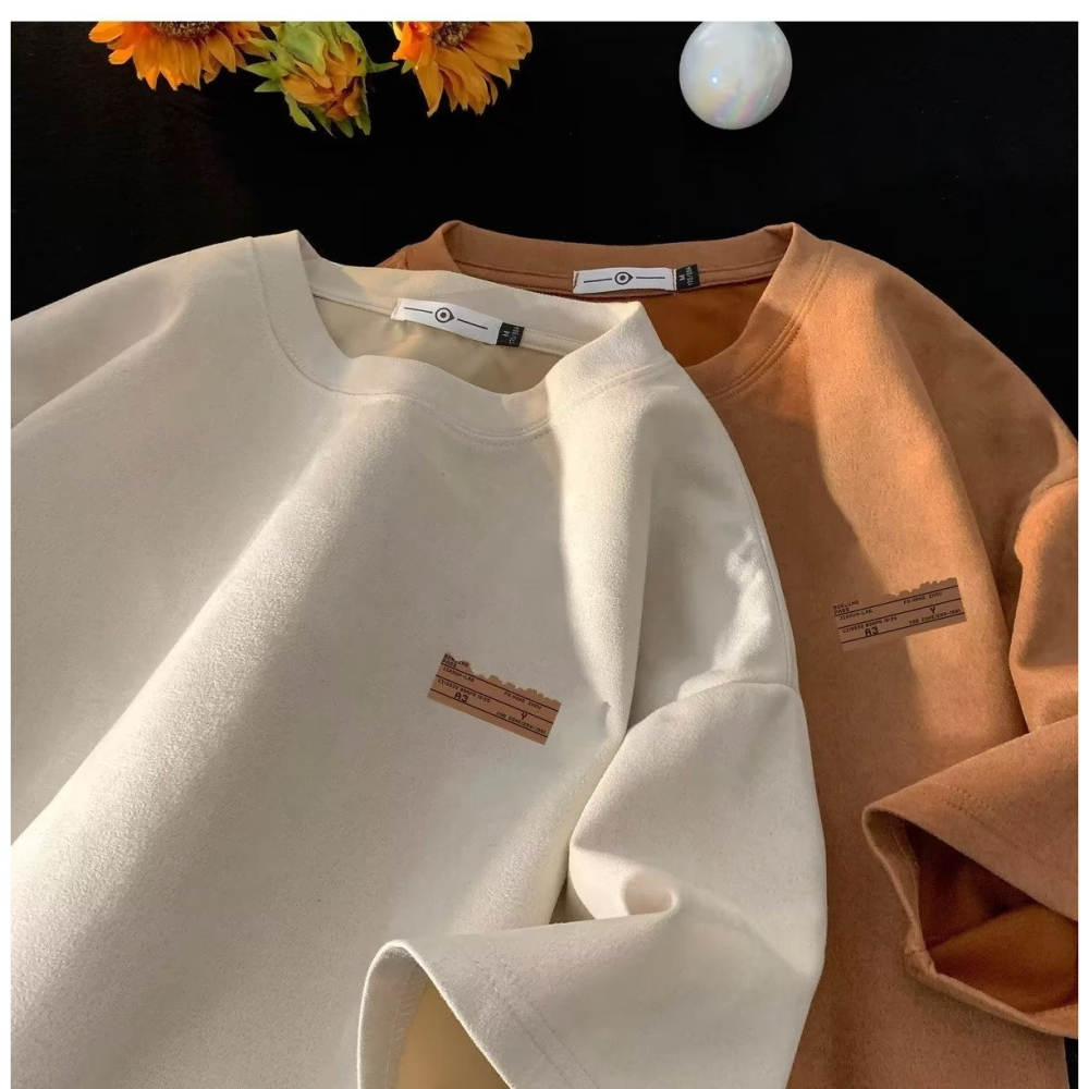 『癮品流行』短袖男重磅t恤麂皮絨印花T恤復古風寬鬆加大碼Oversize男生T恤-細節圖6