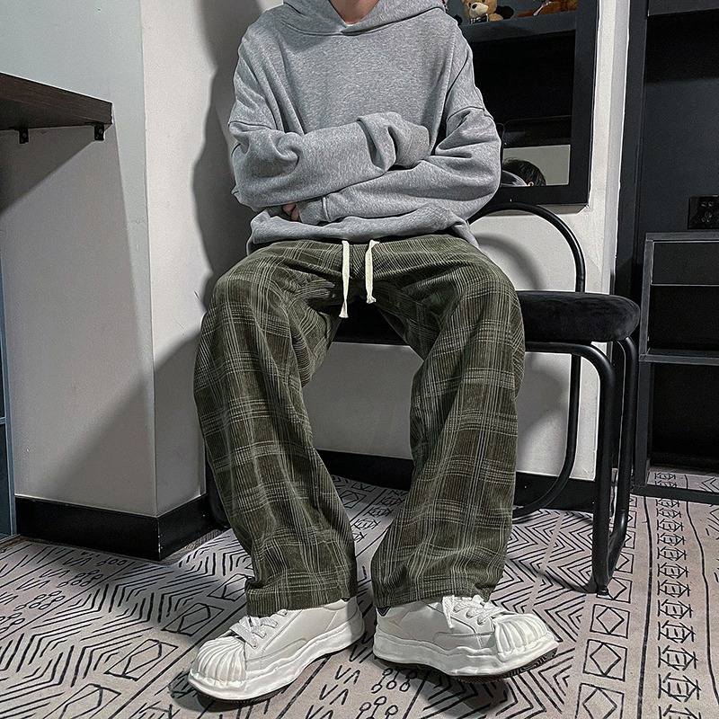 『癮品流行』格子褲 格紋長褲 縮口褲 直筒褲 格子長褲 褲子格子褲女生男生褲子休閒長褲-細節圖8