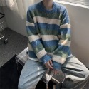 『癮品流行』情侶套裝 粗線毛衣男【M-2XL】秋冬新款拼色條紋毛衣男女同款 日系復古寬松圓領針織衫韓版潮牌上衣-規格圖9