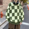 『癮品流行』情侶套裝 粗線毛衣男【M-2XL】秋冬新款拼色條紋毛衣男女同款 日系復古寬松圓領針織衫韓版潮牌上衣-規格圖9