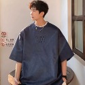 『癮品流行』重磅280g麂皮絨壓花短袖T恤男生寬鬆T恤復古風格Oversize2023新款短袖T恤-規格圖9