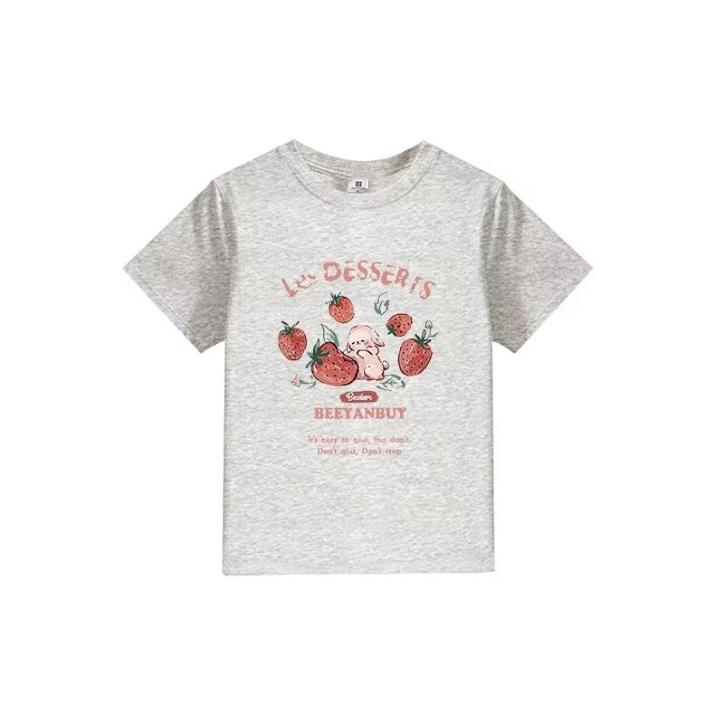 『癮品流行』夏季韓版復古印花短袖t恤 寬鬆短袖上衣 新款修身草莓印花T恤女 夏天打底衫 顯瘦上衣 女裝衣服-細節圖4