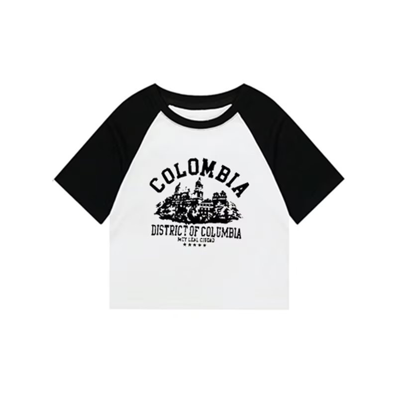 『癮品流行』 黑白 撞色 修身潮流上衣 百搭時尚 短袖女生 T恤女 2023新款 薄款歐貨設計 純棉上衣-細節圖3