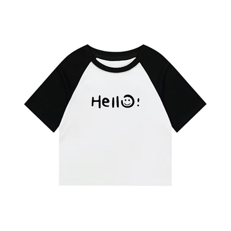 『癮品流行』棉質撞色短袖t 字母t  短袖上衣 圓領 休閒風格t 短袖T恤 休閒t恤  顯瘦百搭上衣-細節圖4