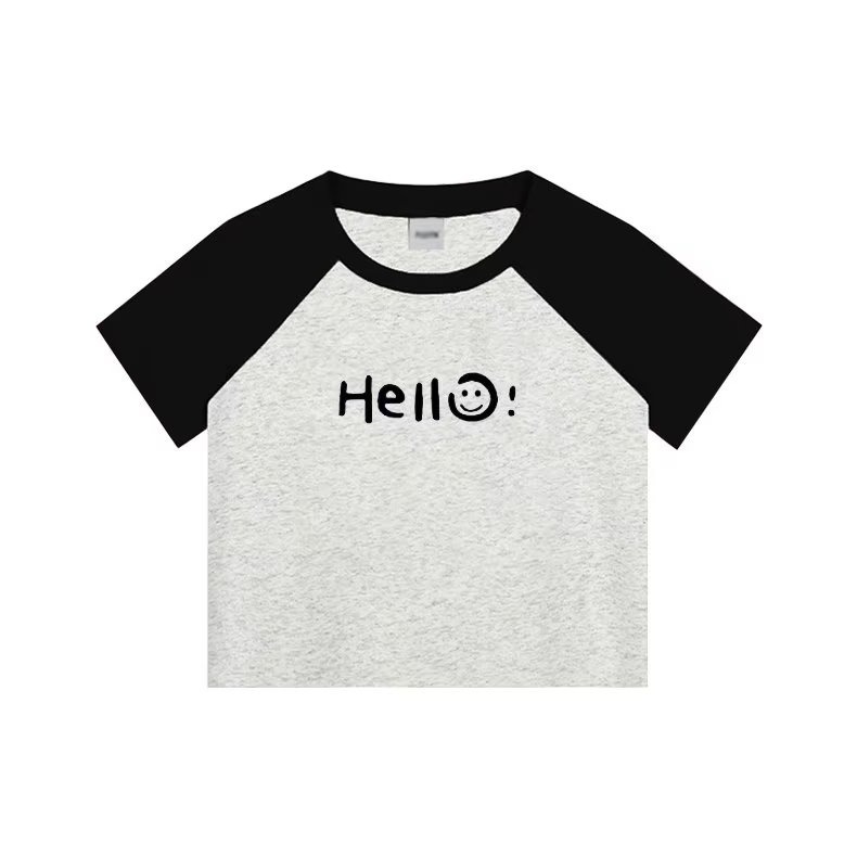 『癮品流行』棉質撞色短袖t 字母t  短袖上衣 圓領 休閒風格t 短袖T恤 休閒t恤  顯瘦百搭上衣-細節圖5