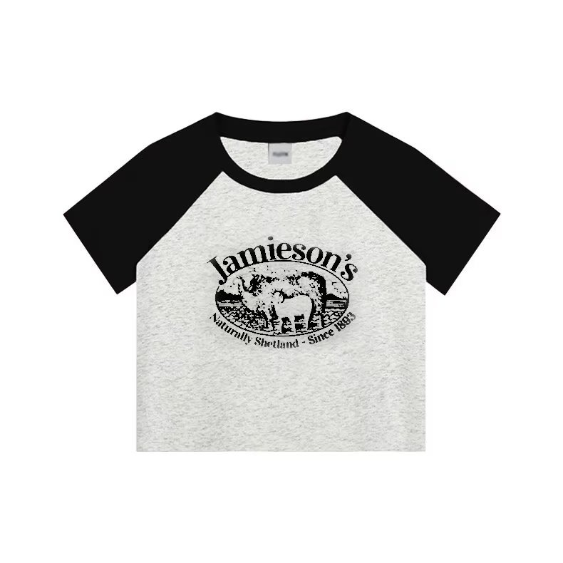 『癮品流行』圓領t恤女 撞色字母 韓系 休閒 短版上衣 小個子 ins 風 短袖上衣 長袖上衣 女生衣服-細節圖6