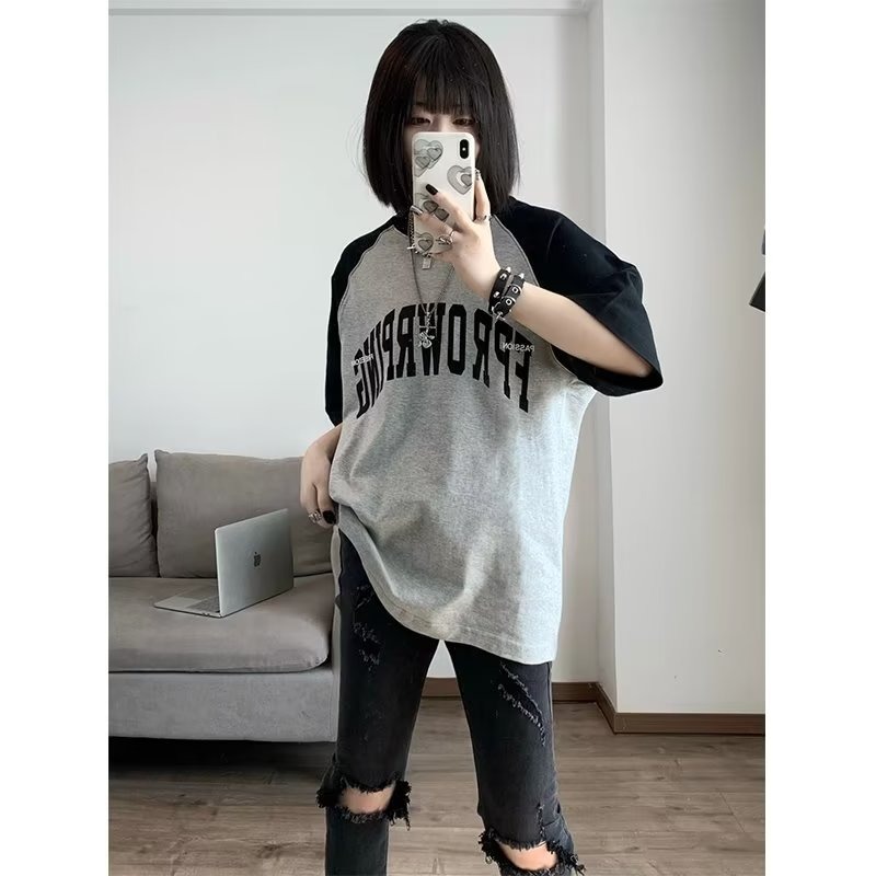 『癮品流行』100%純棉 t恤 短袖 字母 印花 美式復古 正肩 oversize 打底衫 ins 風衣服 原宿風上衣-細節圖4