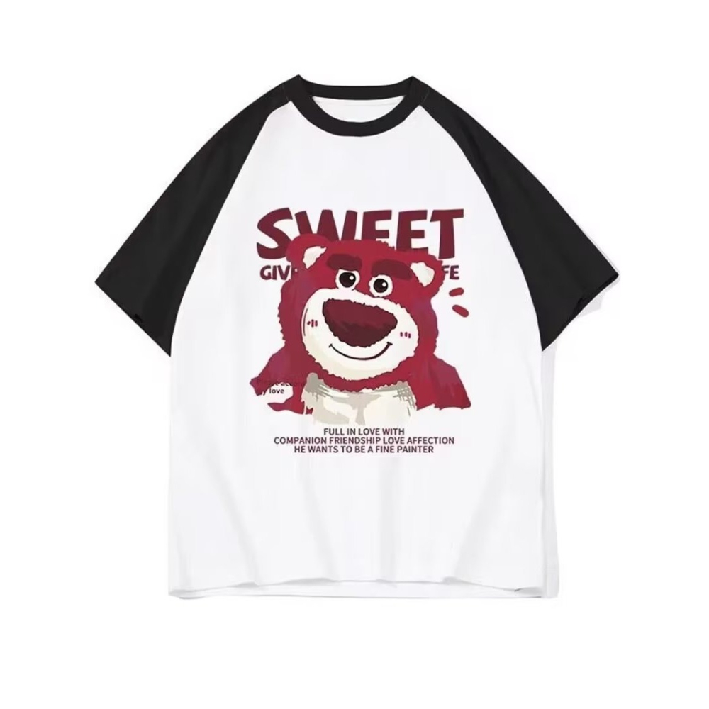 『癮品流行』純棉 t恤 短袖上衣 設計感上衣 寬鬆上衣 oversize 草莓印花 t恤 白色上衣 情侶款 短袖衣服-細節圖3