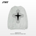 『癮品流行』早秋季新款vintage復古四角星印花圓領衛衣男ins潮牌美式街頭上衣 落肩 寬鬆大學T-規格圖11