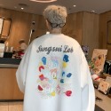 『癮品流行』 青少年衛衣男  圓領套頭 卡通印花  設計感小眾上衣  寬鬆百搭 慵懶風上衣 加絨款  薄款 休閒打底衫-規格圖8