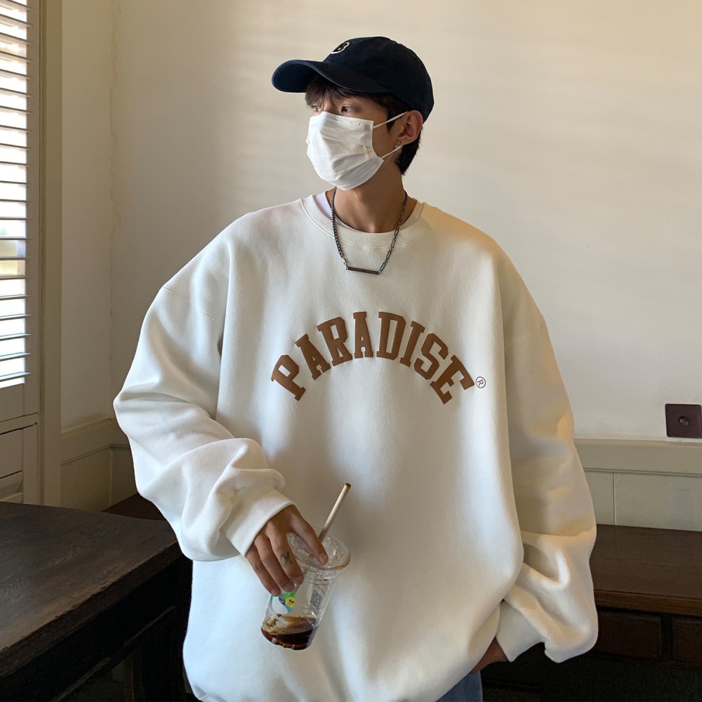 『癮品流行』美式衛衣男 長袖衛衣 秋季新款 圓領字母印花 ins港風 oversize潮牌 情侶外套 刷毛款 薄款可選-細節圖5