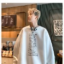 『癮品流行』白色圓領超火衛衣男士春秋季款潮流ins寬鬆上衣港風潮牌情侶款衛衣  刷毛款  薄款 可選-規格圖5