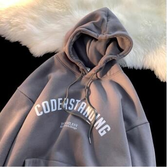 『癮品流行』衛衣男 春秋款 美式連帽衛衣 簡約字母印花 潮牌外套男女同款 青少年oversize長袖上衣-細節圖5