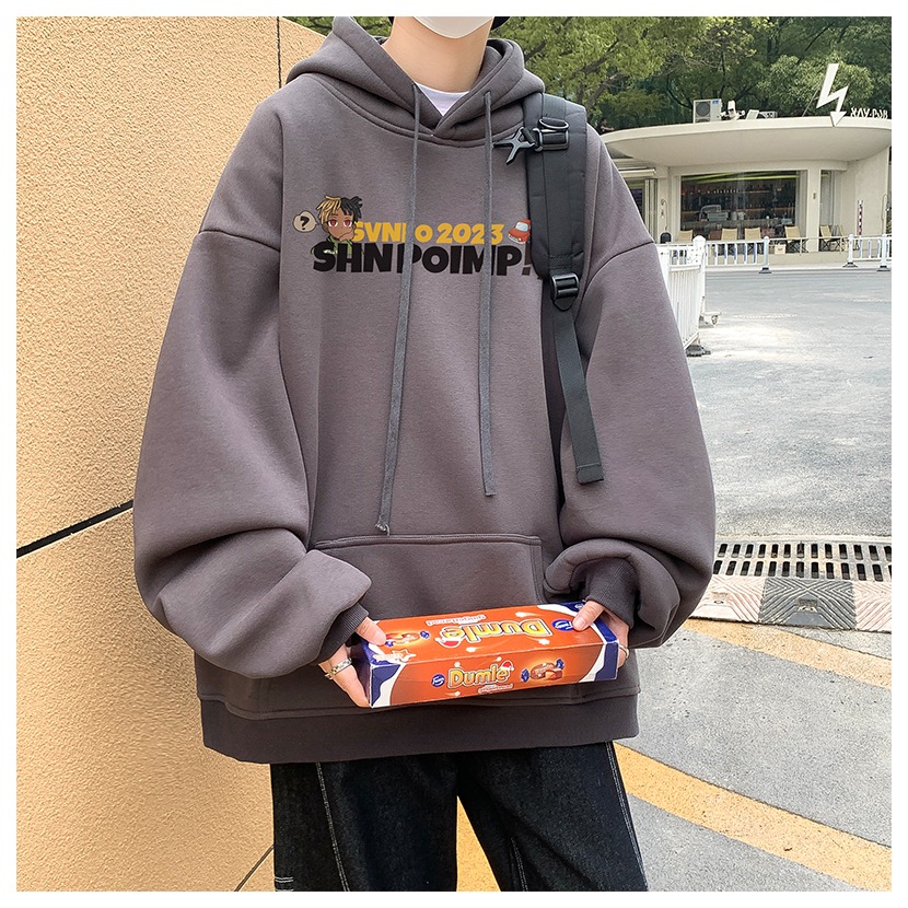 『癮品流行』卡通動漫印花連帽衛衣男秋冬季美式hiphop上衣高街西海岸潮牌外套 刷毛款印花衛衣-細節圖7