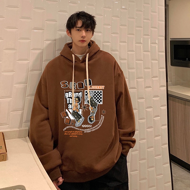 『癮品流行』美式復古hiphop連帽衛衣男 連帽帽T 長袖帽T 潮牌衛衣 連帽T 卡通印花情侶衛衣春秋款-細節圖5