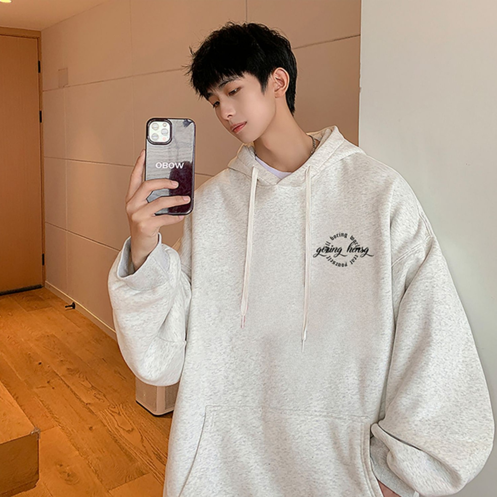 『癮品流行』連帽衛衣男 Oversize印花衛衣男 秋冬新款 帽t 大學t 潮牌男生衣服大尺碼長袖上衣男-細節圖5