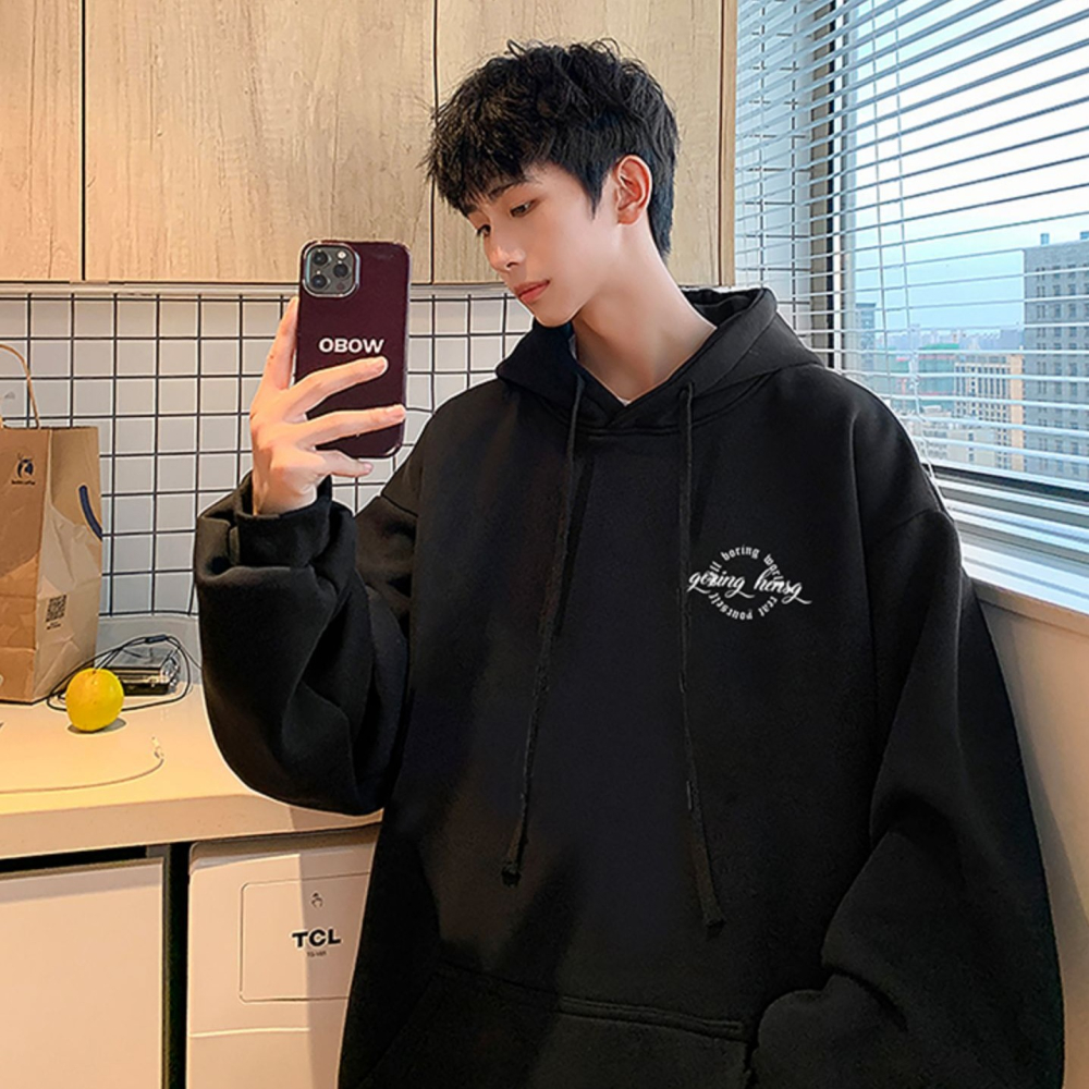 『癮品流行』連帽衛衣男 Oversize印花衛衣男 秋冬新款 帽t 大學t 潮牌男生衣服大尺碼長袖上衣男-細節圖6