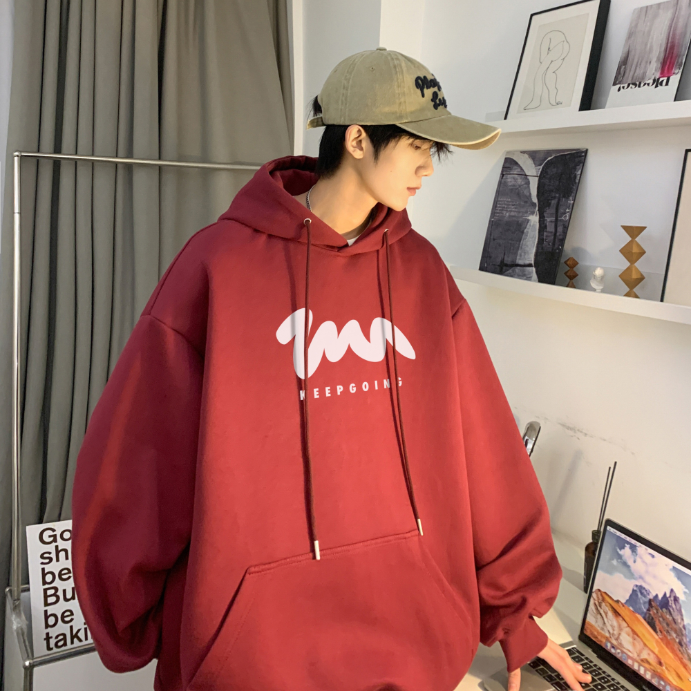 『癮品流行』春秋季新款 簡約圖案印花 衛衣男  復古寬鬆打底衫 多色可選  情侶裝 青少年連帽衛衣-細節圖4