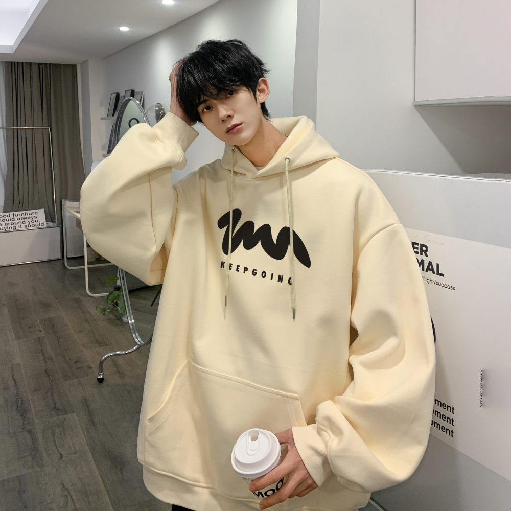 『癮品流行』春秋季新款 簡約圖案印花 衛衣男  復古寬鬆打底衫 多色可選  情侶裝 青少年連帽衛衣-細節圖7