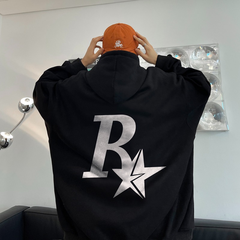 『癮品流行』刷毛帽t 連帽衛衣 帽T 大學T 男生長袖上衣 連帽刷毛字母印花大學T 大尺碼 長袖帽T 情侶裝 衛衣男-細節圖4