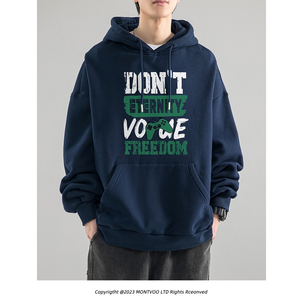 『癮品流行』大碼帽T 港風休閒衛衣男潮牌ins嘻哈美式高街連帽套頭秋常規款 新款大學T 休閒寬鬆衛衣百搭-細節圖7