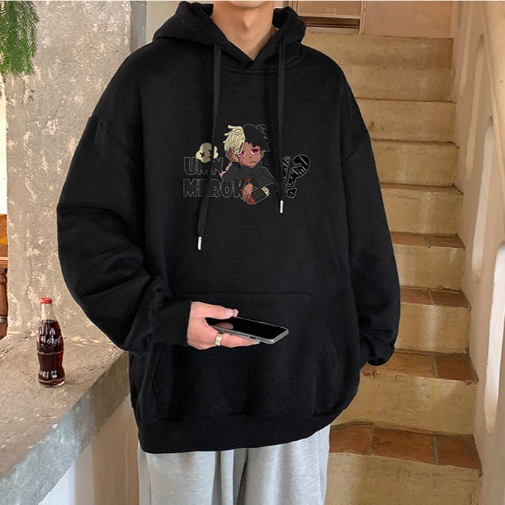 『癮品流行』連帽衛衣男 大學T 長袖帽T 帽t 連帽衛衣 卡通 印花 可愛 男女同款 美式寬松百搭休閑上衣ins-細節圖5