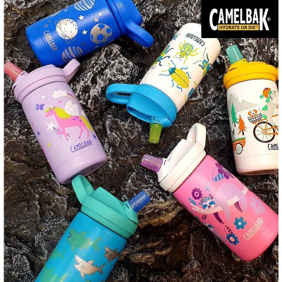 買1送4 美國 CamelBak 350ml eddy+ 兒童吸管不銹鋼保溫瓶 贈水壺背帶 兒童保溫 保冰 水壺