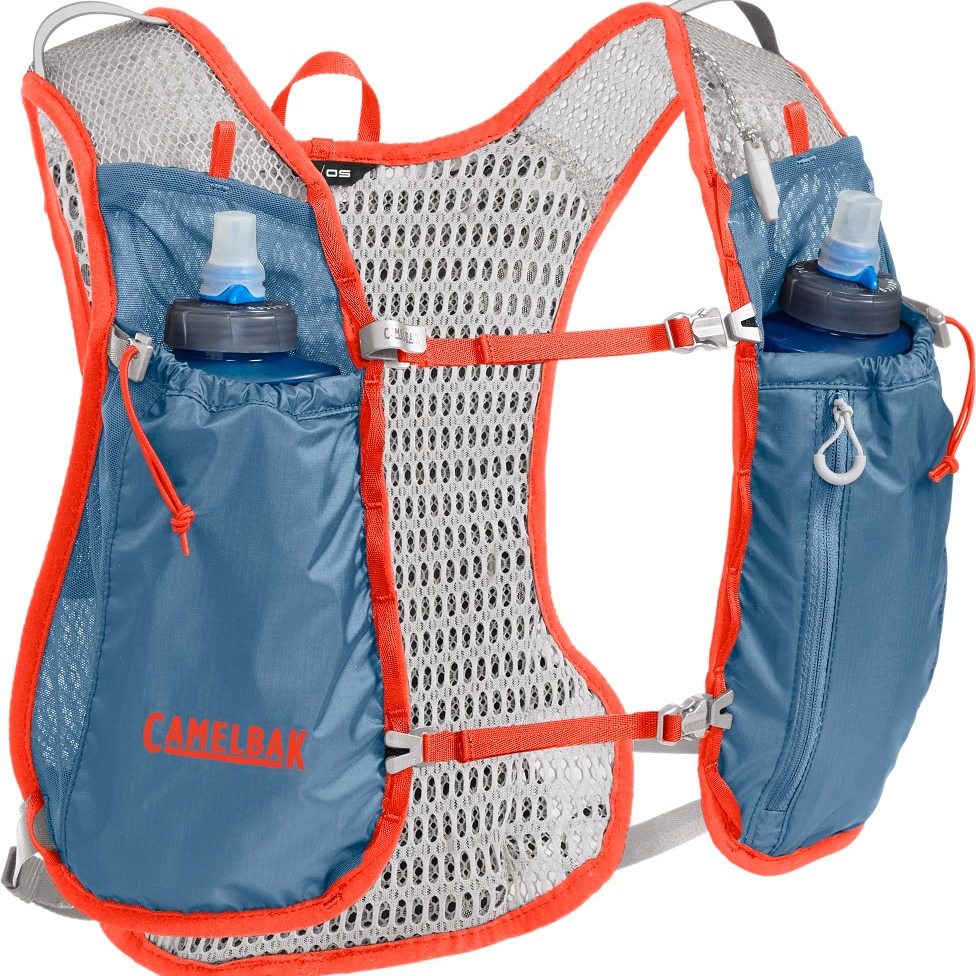 Camelbak Trail Run 7 越野水袋背心 (附0.5L軟水瓶2個) 藍橘 水袋 背心 馬拉松 登山-細節圖2