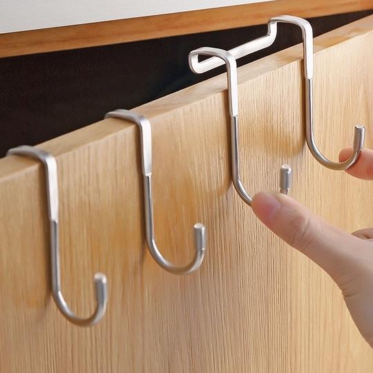 櫃子掛鉤 雙掛鉤 掛勾 掛鉤 萬用掛鉤 門後掛鉤 門前掛鉤 卡式掛鉤 廚房掛鉤 櫃門掛鉤 多功能掛鉤 不鏽鋼掛鉤-細節圖3