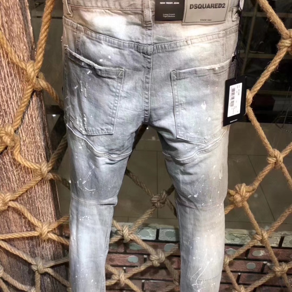 D2牛仔褲灰白色牛仔褲韓版男友收身型休閒修身顯瘦小錐腳版型 d2牛仔褲長褲-細節圖6