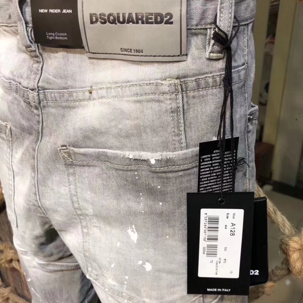 D2牛仔褲灰白色牛仔褲韓版男友收身型休閒修身顯瘦小錐腳版型 d2牛仔褲長褲-細節圖8