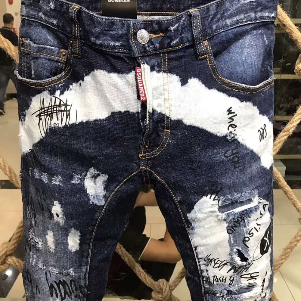 D2牛仔褲韓版收身型休閒修身顯瘦小錐腳版型D2牛仔褲長褲修身百搭窄版牛仔褲男生牛仔褲-細節圖2