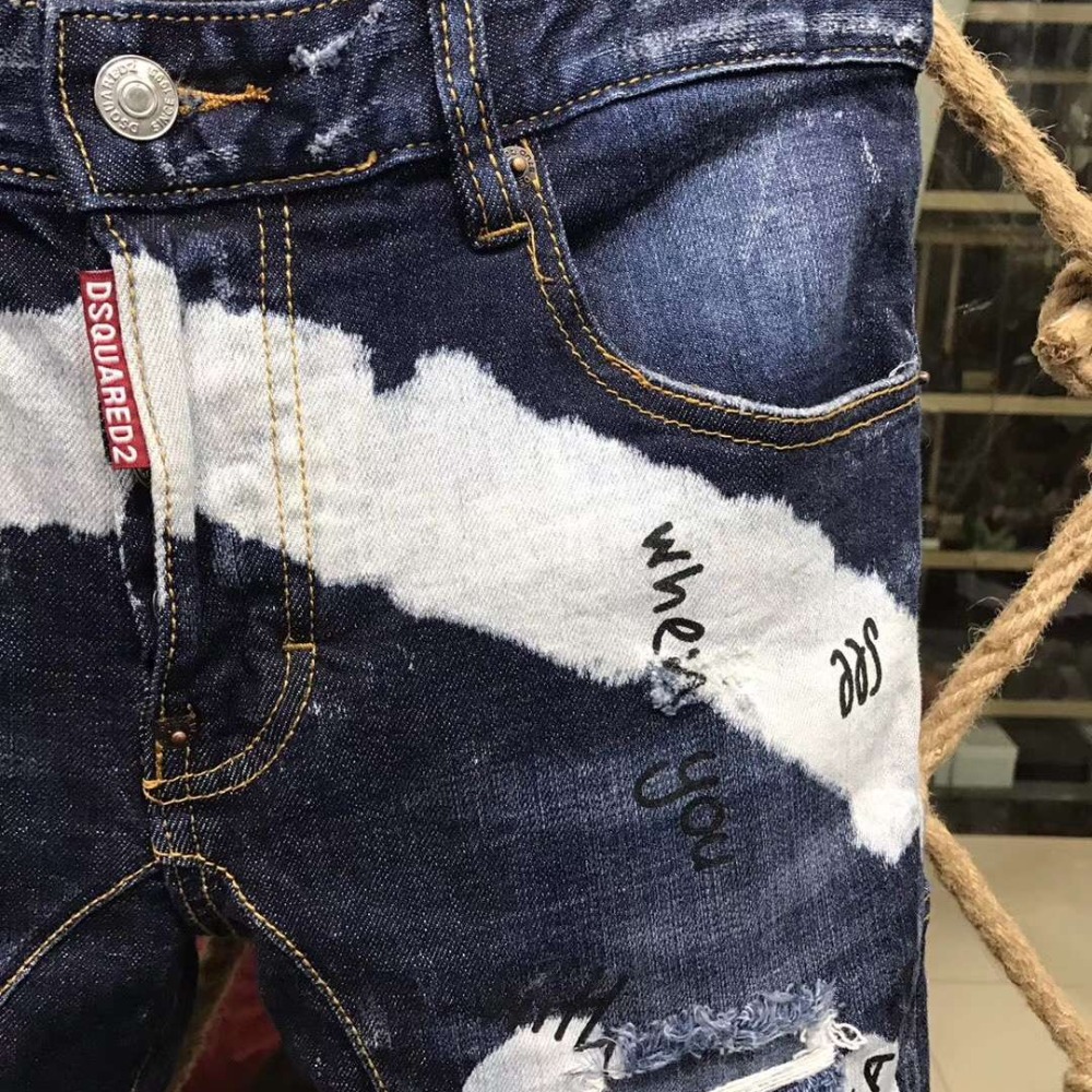 D2牛仔褲韓版收身型休閒修身顯瘦小錐腳版型D2牛仔褲長褲修身百搭窄版牛仔褲男生牛仔褲-細節圖3