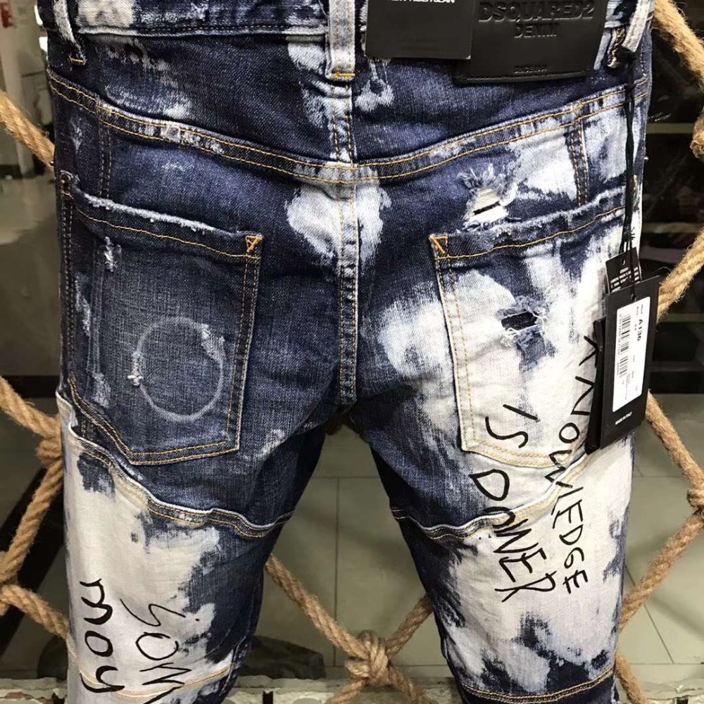 D2牛仔褲韓版收身型休閒修身顯瘦小錐腳版型D2牛仔褲長褲修身百搭窄版牛仔褲男生牛仔褲-細節圖7