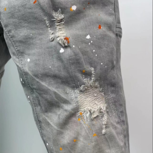 新款D2牛仔褲新品褲子灰色男生d2牛仔長褲潮牌休閒褲純棉男友褲灰色牛仔男裝服飾窄管男褲-細節圖5